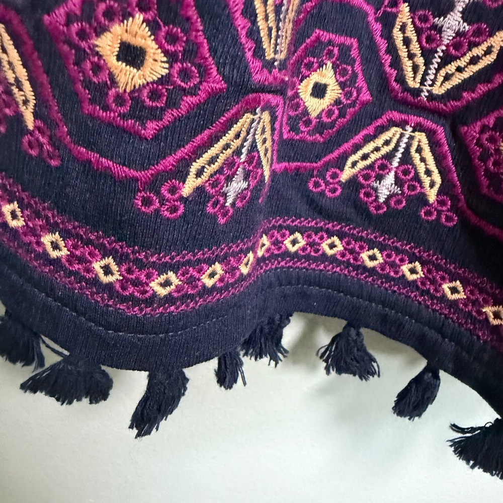 Skies Are Blue Navy Embroidered Halter Camisole with Purple Accents - Picture 6 of 8